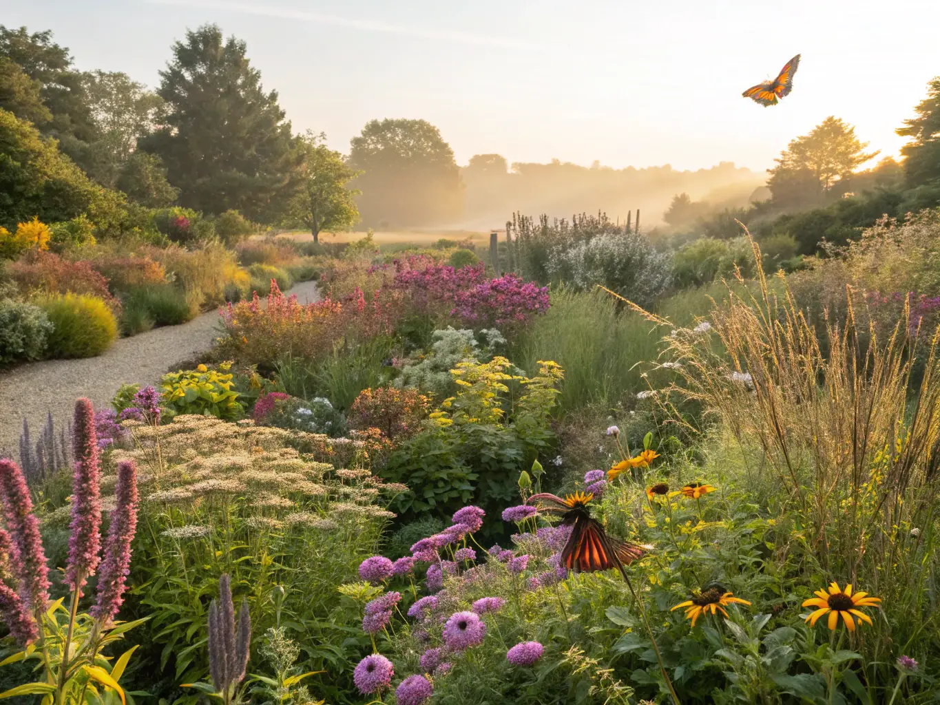 A vibrant image showcasing a variety of dye plants in a conservation garden, highlighting their colors and textures. The image should convey a sense of biodiversity and natural beauty.